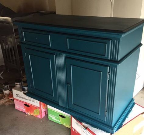 Ocean Abyss Behr Paint, Behr Ocean Abyss, Ocean Abyss Behr, Green Painted Furniture, Small Accent Tables, Painting Antique Furniture, Teal Paint, Furniture Rehab, Diy Furniture Projects