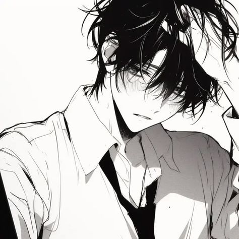 Manga Boy Pfp, Emo Boy Art, Pose Gacha, Male Manga, Monochrome Aesthetic, Blue Moon Photography, Boy Pfp, Anime Boy Hair, Emo Art