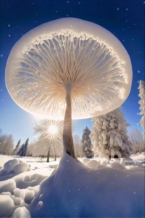 Exploring the Enchanting White Snow Mushroom Tree Mushroom Tree, Snow Mushroom, Mushroom Species, Snow Art, Nature Photographs, Winter Aesthetic, Reference Images, Beautiful World, Winter Wonderland