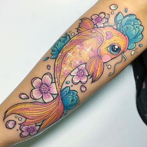 Cherry Blossom Tattoos, Koi Tattoo Design, Tattoo Zeichnungen, Koi Tattoo, Kawaii Tattoo, Koi Fish Tattoo, Geniale Tattoos, Cherry Trees, Fish Tattoo