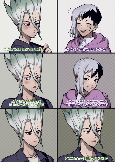 Dr. Stone Fanart, Nerd Memes, Fandom Jokes, Bleach Funny, Creepypasta Cute, Stone World, Dr Stone, Anime Ships, Bungo Stray Dogs