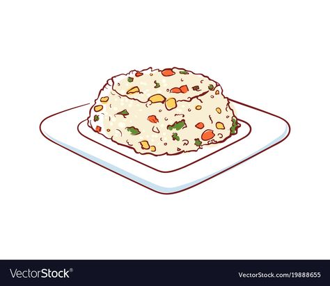 Fried rice with vegetables isolated icon Vector Image Fried Rice With Vegetables, Rice With Vegetables, Asian Restaurant, Recipe Drawing, Food Vector, Menu Design Template, Vegetable Rice, Picture Books Illustration, Cute Food Drawings