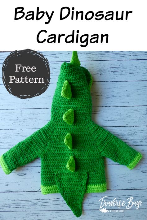 Baby Crochet Cardigan, Dinosaur Crochet, Crochet Dinosaur Patterns, Dinosaur Sweater, Crochet Cardigan Free, Baby Cardigan Pattern, Crochet Hoodie, Gilet Crochet, Crochet Baby Sweater