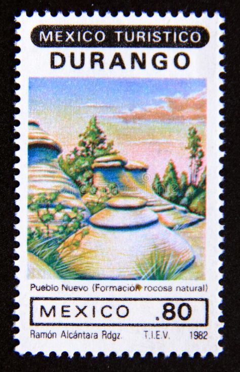 Postage stamp Mexico, 1982. State of Durango landscape royalty free stock photo Mexico Stamp, Mexico Postcard, Vintage Stamps Postage, Durango Mexico, Mexican Peso, Food Stamps, Postage Stamp Art, Stamp Printing, Post Stamp