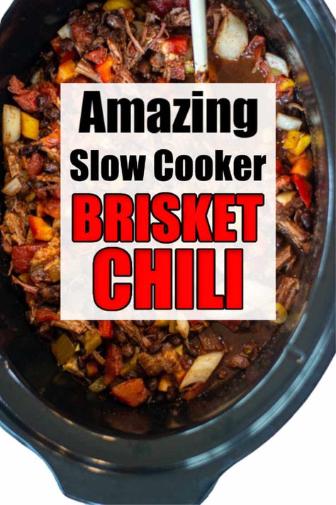 What do you do with all the Brisket Leftovers?  Make this out of this world brisket chili recipe.  Best of all, this is a dump-and-go recipe that will be ready for you when you come home from work!  DELISH! via @kitchen laughter Brisket Chilli Recipes, Brisket Chili Crockpot, Brisket Chilli, Smoked Brisket Chili Recipe, Leftover Smoked Brisket, Beef Brisket Chili, Brisket Chili Recipe, Smoked Brisket Chili, Beer Brat