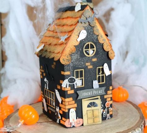 Scrapbook.com has gathered together 11 different ideas using one of their 3D House Digital Die Cut files to create some amazing Haunted House designs. Using scrapbook and stamping supplies you can customize the basic house design to fit your own … Read More... Paper Haunted House, Haunted House Ideas, Haunted House Craft, Basic House, Casa Halloween, 3d House, Halloween Village, Different Ideas, Halloween Haunted Houses