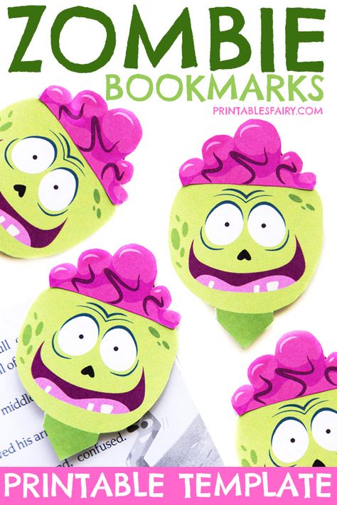 Zombie Bookmarks Zombie Preschool Craft, Easy Ghost Crafts For Kids, Zombie Crafts For Kids, Zombie Craft, Zombie Crafts, Zombie Halloween Decorations, Zombie Decorations, Bookmark Easy, Zombie Kid