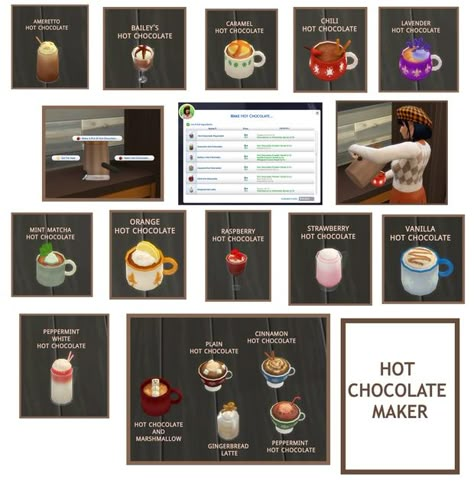 HOT CHOCOLATE MAKER | icemunmun on Patreon Sims 4 Food Cc, Sims 4 Christmas Cc, Sims Food, Hot Chocolate Maker, Sims 4 Kitchen, Cc Shoes, Hot Chocolate Marshmallows, Sims 4 Game Mods, Sims 4 Expansions