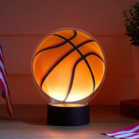 Amazon.com: Lights4fun, Inc. Basketball & American Football Battery Operated LED Bedroom Table Night Light : Home & Kitchen Basketball Themed Bedroom, Basketball Room, Led Bedroom, Barbershop Design, Bedroom Table, Teenager's Room, Table Lights, Acrylic Shapes, Wall Table