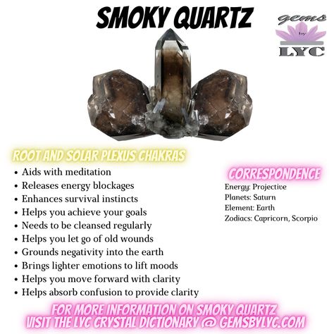 For more information on smoky quartz and its physical properties and health benefits, Please Click The Link! Smoky Quartz Crystal Meaning, Smokey Quartz Meaning, Smoky Quartz Meaning, Smoky Quartz Properties, Types Of Quartz, Quartz Crystal Meaning, Crystal Knowledge, Crystal Cards, Release Energy