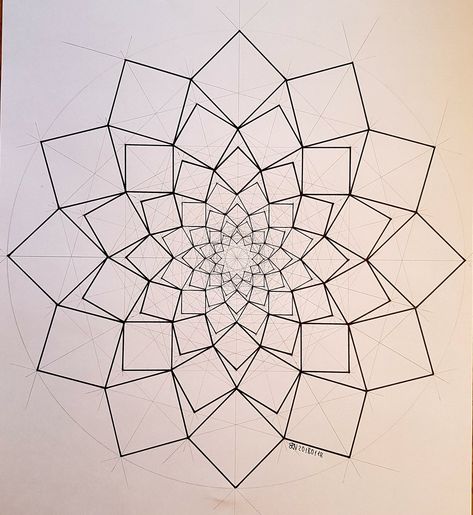 Fractal Mandala Art Simple Design, Fractal Drawing, Symmetry Math, Sacred Geometry Art Mandalas, Square Geometry, Fractal Geometry, Sacred Geometry Symbols, Geometric Pattern Art, Geometric Design Art