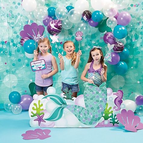 Party Decorations: 5,000+ Decor Items for Picture-Perfect Parties Mermaid Cutout Photo Prop, Mermaid Booth Ideas, Mermaid Photo Booth, Cheap Birthday Decorations, Mermaid Photo Props, Mermaid Decorations, Diy Mermaid Tail, Photo Station, Birthday Bags