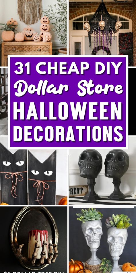 Elevate your Halloween home decorations with our DIY dollar store Halloween decorations. Discover a variety of DIY Halloween decorations and crafts. From DIY Halloween wreaths, creepy table centerpieces, or spooky Halloween party decorations, you’ll find endless inspiration. You’ll find dollar store Halloween crafts that’ll add spookiness to your Halloween living room decorations. These DIY Halloween home decor projects are cheap and easy to make, so must try these dollar store Halloween crafts. Spooky Halloween Party Decorations, Dollar Store Halloween Crafts, Dollar Store Halloween Diy, Store Halloween Decorations, Halloween Home Decorations, Diy Halloween Home Decor, Cheap Diy Halloween Decorations, Dollar Store Halloween Decorations, Halloween Living Room