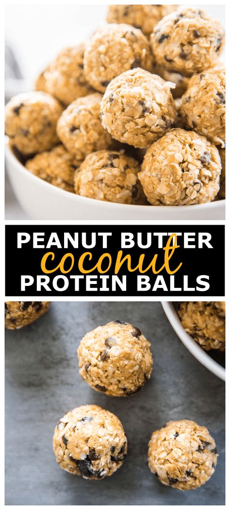 Coconut Protein Balls, Peanut Butter Recipes Easy, Peanut Butter Protein Balls, Mouthwatering Desserts, Peanut Butter Dessert Recipes, Low Fat Snacks, Healthy Snacks To Make, Coconut Protein, Coconut Peanut Butter