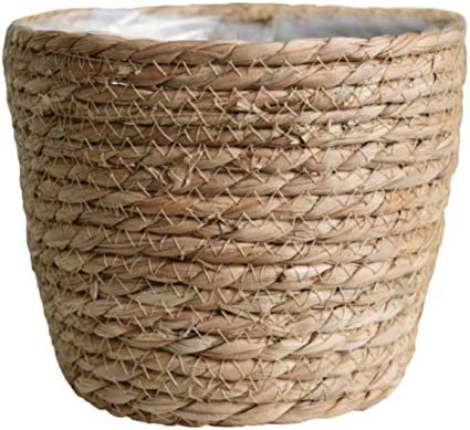 SANGDA Seagrass Basket Planters, Flower Pots Cover Storage Basket Plant Containers Hand Woven Basket Planter with Plastic Liners Straw Flower Pot for Indoor Outdoor Plant Flower Pots Handmade Flower Pots, Basket Plant, Pot Storage, Self Watering Pots, Plastic Plant Pots, Plastic Flower Pots, Flower Pot Garden, Flower Pots Outdoor, Basket Planters