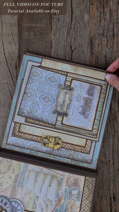 🏮Learn how to make an easy and stylish mini album with this step-by-step tutorial. Includes free PDF download and video tutorial. #minialbum #scrapbook #tutorial #aroundtheworld #diy Diy Mini Album Tutorial, Mini Albümler, Scrapbook Albums Tutorial, Photo Album Cover, Photo Album Covers, Handmade Journals Diy, Diy Mini Album, Album Tutorial, Diy Journal Books