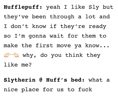 Slytherin And Hufflepuff Couple, Hufflepuff And Slytherin Relationship, Slytherin X Hufflepuff, Hufflepuff And Slytherin, Hp Houses, Slytherin And Hufflepuff, Gay Harry Potter, Avatar The Last Airbender Funny, Harry Potter Puns