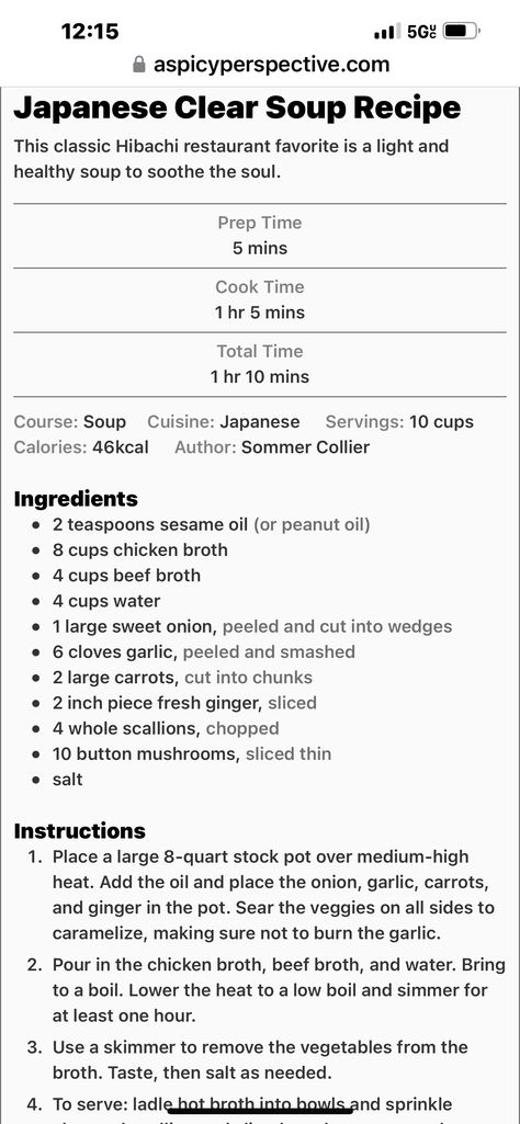 Hibachi Clear Soup, Hibachi Restaurant Soup, How To Make Clear Soup, Hibachi Clear Soup Recipe, Hibachi Onion Soup, Clear Soup Recipe Easy, Bariatric Soup Recipes Liquid Diet, Clear Soup Recipe Hibachi, Chinese Clear Soup Recipe