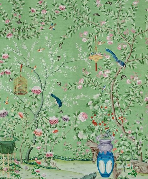 de Gournay on Instagram: "de Gournay's faithful recreation of the original wallpaper at Belvoir Castle (@belvoircastle) employs methods and techniques essentially unchanged since it was first made. Two hand painted scenes 300 years apart. ____________________________⁣ #deGournayxBelvoir #degournay #interiordesign #handpainted #handpaintedwallpaper" Degournay Wallpaper, Wallpaper Lounge, De Gournay Wallpaper, Vietnam Art, Florida Style, Hand Painted Wallpaper, Original Wallpaper, Mural Painting, Home Wallpaper