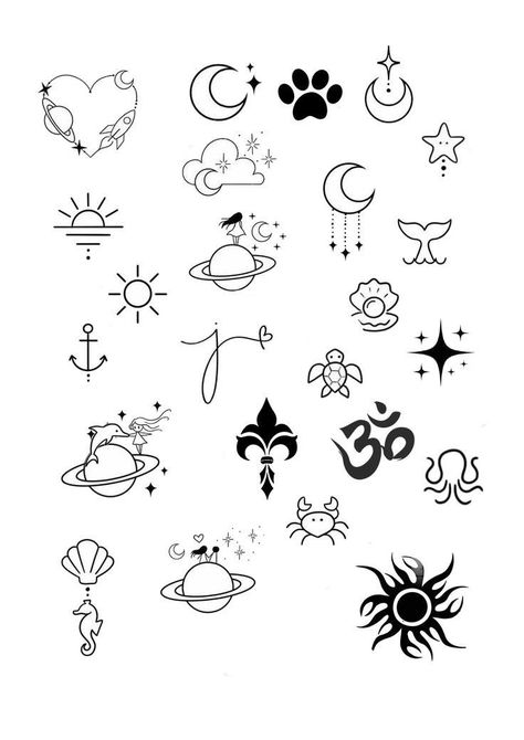 Flash Tattoo Sheets Simple, Creative Simple Tattoos, Simple Tattoos For Women Unique, Flash Tattoo Designs Simple, Simple Flash Tattoo, Tattoos For Beginners, Tato Minimal, Beginner Tattoos, Minimal Tattoo Design