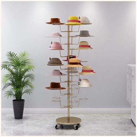 PRICES MAY VARY. ❧ HAT STAND RACK: This Hat Stand Rack is different from the general hat rack. It is floor-standing, the base has four wheels, you can move and place it at anywhere you want. This stand rack can be a display rack in a hat retail store or a hat storage rack in a cloakroom. ❧ PRACTICAL STYLING: Inspired by the lush trees that grow in nature. Simplicity reveals the wisdom of life. 35 positions where hats are placed, enjoy the collection of all kinds of hats, neat and tidy. Easy to p Slat Wall Merchandising Retail Displays, Yard Sale Shoe Display, Hat Displays For Craft Shows, Cap Display Ideas, Hat Collection Display, Hat Display Ideas Wall, Hat Display Ideas, Hat Storage Ideas, Cap Hanger