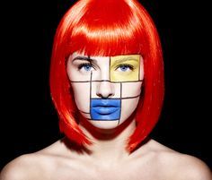 Mondrian Mondrian Dress, Color Theory Art, Mondrian Art, Hair Illustration, Romantic Wedding Hair, Making Faces, Crazy Makeup, Piet Mondrian, Make Up Artist