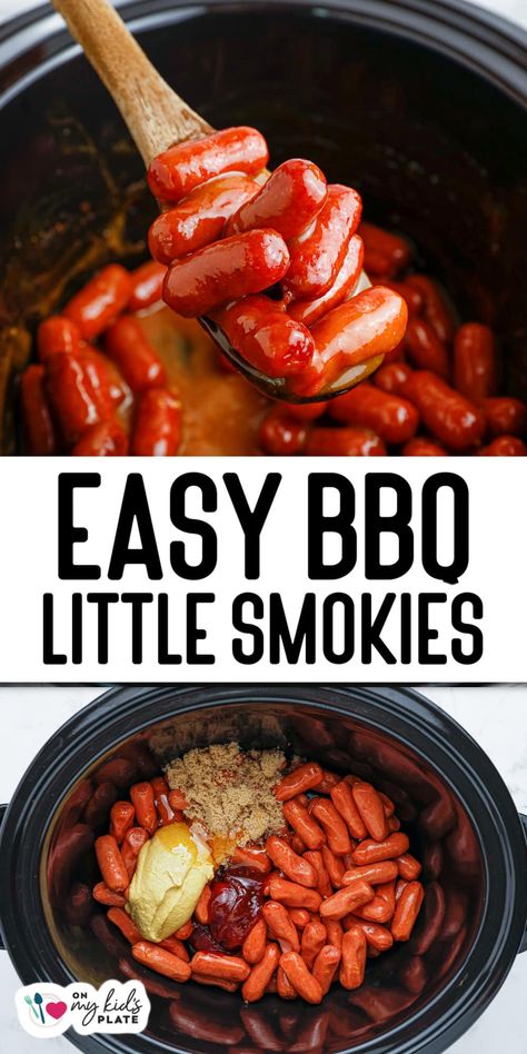 Slow Cooker BBQ Little Smokies Bbq Little Smokies, Cold Veggie Pizza, Little Smokies Recipes, Smokies Recipe, Crockpot Chicken And Gravy, Orange Chicken Crock Pot, Little Smokies, Bite Size Snacks, Easy To Make Appetizers