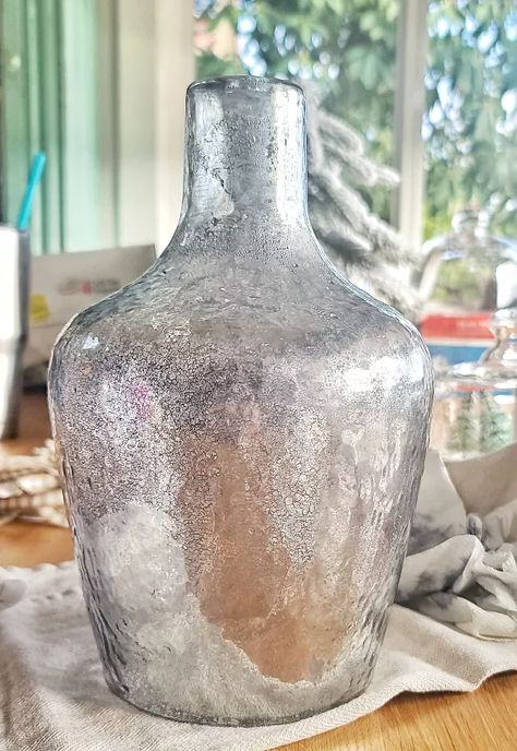 Mercury Glass Lamp Base, Krylon Looking Glass, Looking Glass Spray Paint, Mercury Glass Lamp, Faux Fireplace Mantels, Mercury Glass Diy, Clear Glass Lamps, Glass Lamp Base, Lampshade Makeover