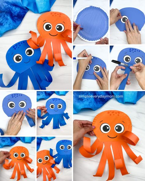 Octopus Crafts For Toddlers, Octopus Craft, Grandparents Activities, Infant Daycare, Octopus Crafts, Alphabet Crafts Preschool, Paper Plate Craft, English Activities For Kids, Alphabet Crafts