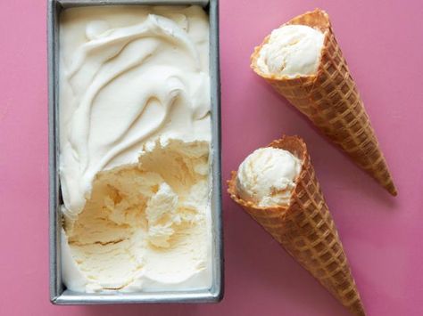 Food Network No Churn Ice Cream, Valerie Bertinelli No Churn Ice Cream, Vanilla No Churn Ice Cream, Work Snacks, Churn Ice Cream, Geoffrey Zakarian, Cinnamon Crunch, Vanilla Ice Cream Recipe, Celebrity Recipes