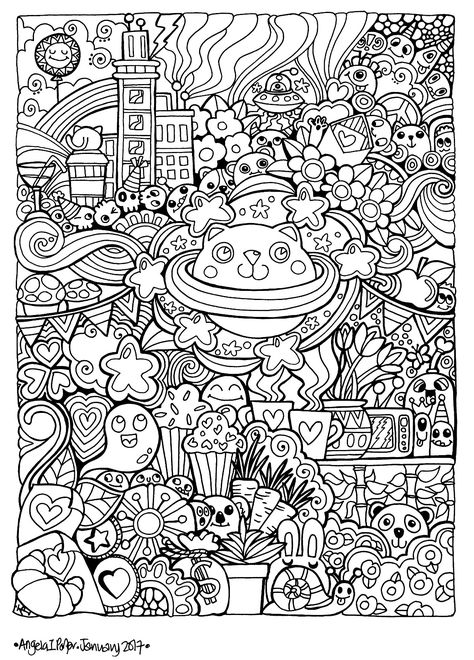 Modele Zentangle, Adult Coloring Books Printables, Arte Doodle, Doodle Pages, Detailed Coloring Pages, Adult Colouring Pages, Printable Adult Coloring Pages, Adult Coloring Book Pages, Doodle Coloring