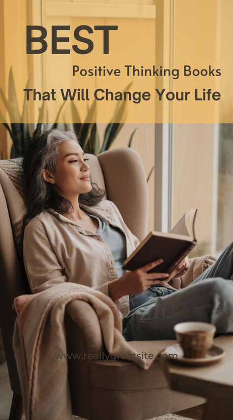 Woman finding peace through positive thinking books, embracing personal growth and mindset development in a serene reading setting. Books On Positive Thinking, Best Self Development Books, Must Read Books, Empowering Books, Motivational Books, Must Read, Full Potential, Life Changing, Change Your Life