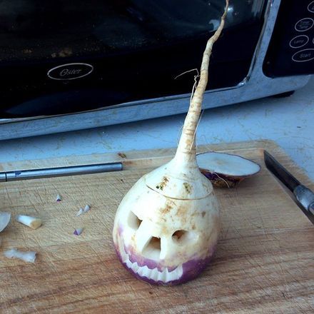 Turnip Jack O Lantern Turnip Carving, Turnip Lantern, Pumpkins Growing, Pokemon Pumpkin, Frankenstein Pumpkin, Pagan Holidays, Easy Pumpkin Carving, Leftover Pumpkin, Pumpkin Carving Designs