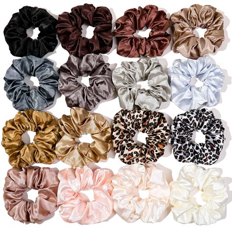 PRICES MAY VARY. 【HIGH MATERIAL】 These 16 pcs of scrunchies for women is premium, shiny and soft which makes minimal pulling on the hair and do not hurt your hair. Much better than normal hair ties. The hair scrunchies are great for holding your hair on place. The scrunchies for women also don’t tug even if you put your hair up at to sleep. And silk satin scrunchies fit comfortably around your wrist, which is convenient for carrying them around. EXCELLENT STRETCH ELASTIC BAND】The elastic band inside the satin scrunchies has an excellent stretch, not too tight or too loose, the hair scrunchies for women's hair can grip into your hair really well without loosening or falling down. they can stay in place well and are suitable for all hair types. Our Premium Stain hair scrunchies set is a must Big Ponytail, Pony Tails, Thick Curly Hair, Hair Cute, Handmade Hair Accessories, Normal Hair, Hair Elastics, Ponytail Holders, Girls Wear