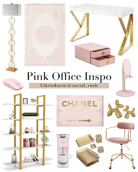 Shop Runway Avenue Fashion and Glam … and other curated products on LTK, the easiest way to shop everything from your favorite creators. Glam Home Office Ideas, Home Office Glam, Pink And Gold Office, Pink Office Ideas, Pink Gold Office, White And Gold Office, White Gold Office, Gold Office Desk, Pink Home Offices