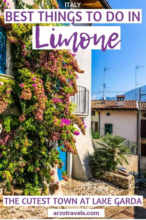 Find out about the best things to do in Limone, the cutest and most beautiful town at Lake Garda. So tiny and so extremely cute - this was my favorite place during my Lake Garda, Italy, trip. So, I have listed my top tips for things to do and what to see in Limone I What to do in #Limone #LakeGarda #Italy #NorthernItaly Italy Tourism, Comer See, Lake Garda Italy, Garda Italy, Best Of Italy, Beautiful Town, Italy Holidays, Italy Trip, Italy Travel Tips