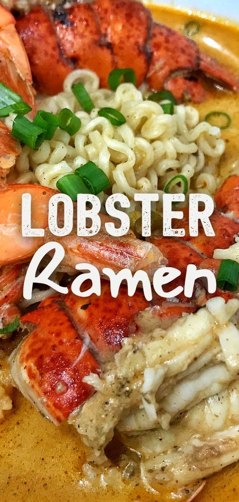 One of the best recipes I have ever made!!! Since my days of microwaving those plastic packs to experiencing chef-crafted ramen at a restaurant or food truck ramen has always been one of my favorite foods. Recently I saw an instagram post of lobster ramen with a creamy broth. I knew immediately how I would recreate that dish using chilau flavor base. I prefer the Citrus flavor in cream-based dishes but if you happen to not have that flavor on hand Original or Gumbo will do it Justice. Ramen With Shrimp, Seafood Ramen, Ramen Soup Recipes, Lobster Soup, Ramen Recipes Easy, Homemade Ramen, Seafood Gumbo, Ramen Noodle Recipes, How To Cook Lobster