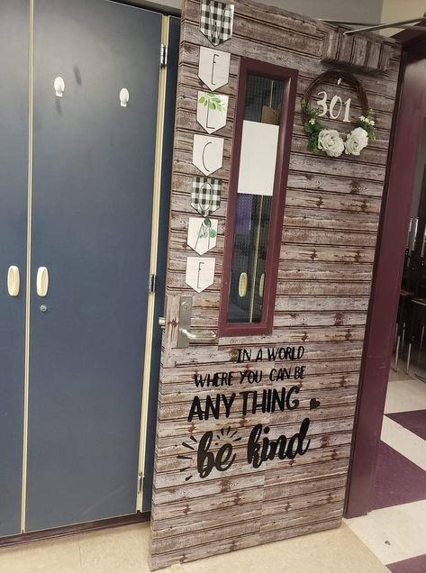 Natural Classroom Door Display, Decorate High School Classroom, Classroom Door Farmhouse, Neutral Classroom Door Decor, High School Classroom Door Decorations, Classroom Door Ideas Boho, Motivational Classroom Doors, Iss Classroom Setup, Student Support Bulletin Board