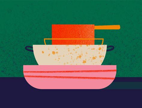 Food Illo #1 - Pots & Pans by Elisabetta Vedovato Pots And Pans Illustration, Pan Illustration, Organic Illustration, Pot Illustration, Menu Design Inspiration, Baking Art, Food Infographic, Graphic Projects, Color Picker