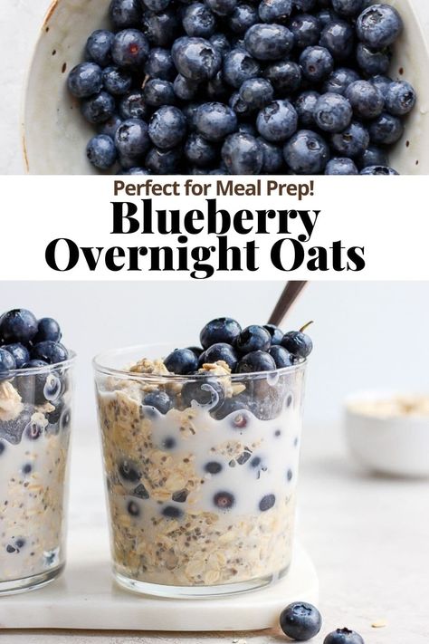 Blueberry Overnight Oats - a simple, delicious way to make your overnight oats! Perfect breakfast meal prep option and easily made dairy-free, gluten-free and plant-based! Love this healthy overnight oat recipe! #blueberryovernightoats #blueberryovernightoatrecipe #overnightoats #overnightoatrecipe #mealprepbreakfast Low Calorie Overnight Oats, Overnight Oat Recipe, Rolled Oats Recipe, Low Cal Breakfast, Wooden Skillet, Oats Recipes Breakfast, Blueberry Overnight Oats, Oat Recipes Healthy, Blueberry Oat