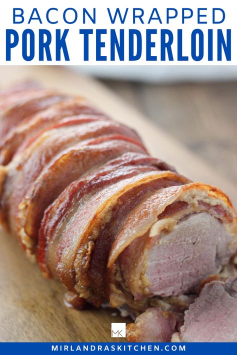 This is a quick and easy pork dinner with lots of flavor! The pork tenderloin is coated in a savory onion soup / mayonnaise mix and then wrapped in bacon before being baked. The pork comes out with tons of flavor and very tender. #pork #dinner #easy #family #bacon Bacon Wrapped Pork Tenderloin Recipes, Wrapped Pork Tenderloin, Entree Ideas, Bacon Wrapped Pork Tenderloin, Bacon Wrapped Pork, Diy Easy Recipes, America Food, Delicata Squash, Onion Sauce