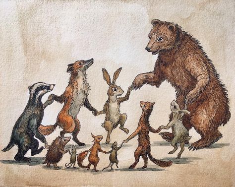 "Woodland Dancers" by Astrid Sheckels #Music #Dance Dancing Mice, Dance Illustration, Hare Rabbit, Dancing Animals, 동화 삽화, Illustration Mignonne, Event Promo, Art Fantaisiste, Storybook Art