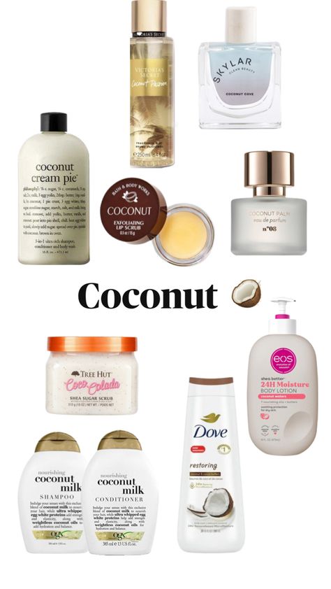 Aesthetic coconut perfume routine Coconut Body Care, Coconut Aesthetic, Coconut Perfume, Aesthetic Coconut, Body Routine, Exfoliating Lip Scrub, Coconut Cream Pie, Coconut Palm, Lip Scrub