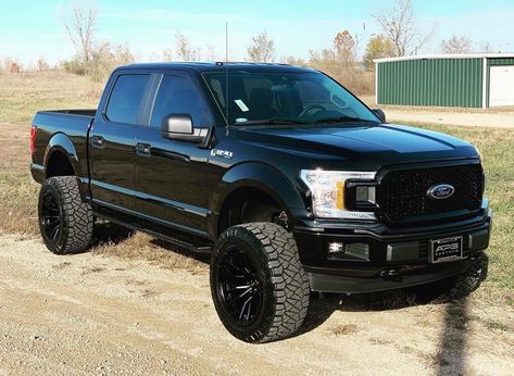 2019 Ford F150 equipped with a Fabtech 6" Lift Kit 2018 Ford F150 Lifted, Black Ford F150, 2017 F150, F150 Build, Shelby F150, 2019 Ford F150, Ford F150 Lifted, F150 Lifted, Blacked Out Cars