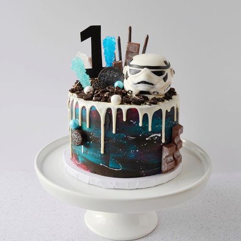 Jedi Birthday Cake, Star Wars 1st Birthday Cake, One With The Force First Birthday Cake, Star Wars Smash Cake First Birthdays, Star Wars Smash Cake, Stormtrooper Cake, Storm Trooper Cake, Smash Cake First Birthday, Star Wars Birthday Cake