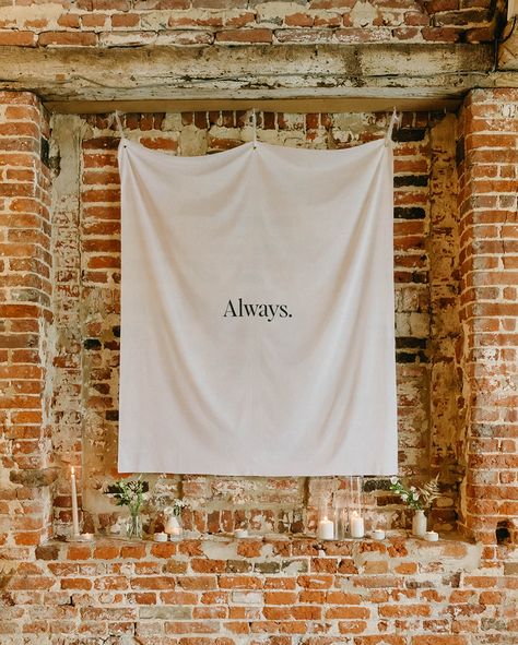 Godwick has some incredible features in their barn, one being a large alcove to the left of the ceremony space. Me and Sam knew we wanted to hang a large soft fabric sign here and it worked so well 🤍 We spent hours in our local cafe designing our signage & stationery together in the months leading up to our wedding day. We printed our signage onto soft cotton-muslin, sheer and delicate, and my current favourite style 🤍 We did a mixture of fabric signage and matte card signage, opting for th... Fabric Signage, Fabric Sign, Large Wedding Signs, Local Cafe, Barn Interior, Wedding Fabric, Canvas Signs, Wedding Signage, Cafe Design