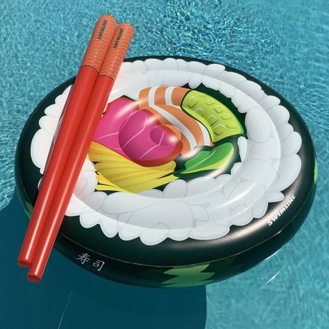 "Buy the 5ft. Inflatable Sushi Roll with Chopsticks Swimming Pool Float at Michaels. com. Inspired by the iconic Japanese dish, this unique and eye-catching float brings a touch of culinary charm to your aquatic adventures. Crafted with durable and high-quality materials, the float offers comfortable lounging space for you and your friends. Dive into the deliciously fun world of poolside relaxation with this inflatable sushi float! Inspired by the iconic Japanese dish, this unique and eye-catchi Pool Floaties, Sushi Design, Swimming Pool Floats, Pool Liners, Inflatable Pool Floats, Sushi Roll, Pvc Patches, Fun World, Japanese Dishes