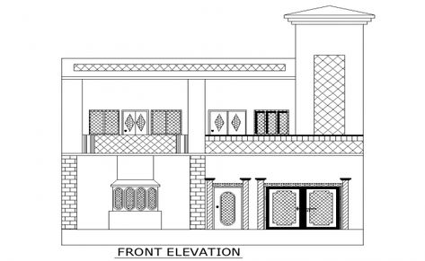 2D Autocad DWG drawing file has the details of front elevation of house plan. Download the 2D Autocad file. 2d Plan Autocad Elevation, 2d Elevation Designs For House, Autocad Elevation Drawings, 2d House Drawing, 2d Elevation Design, 2d Plan Autocad, Front Elevation Drawing, Elevation Of House, Autocad Plan