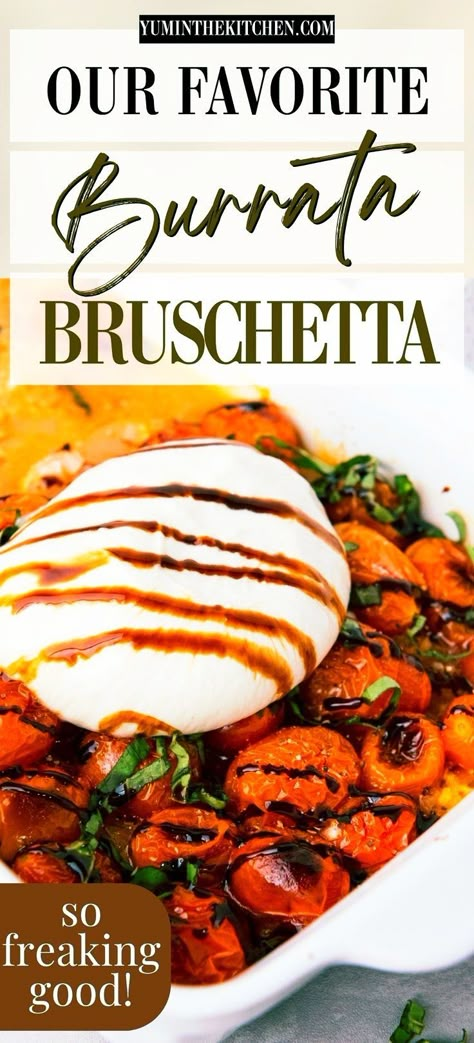 This easy appetizer idea combines roasted tomatoes with creamy burrata cheese. This recipe not only serves as a mouthwatering appetizer but also doubles as an exquisite bruschetta dip. Ideal for those in search of easy finger foods that don’t compromise on taste. We've been loving burrata recipes, and this one is so easy yet delicious and feels fancy. It's the best bruschetta recipe! Tortellini Ideas, Easy Christmas Finger Foods, Burrata Bruschetta Recipe, Best Bruschetta Recipe, Bruchetta Appetizers, Burrata Bruschetta, Burrata Recipes, Best Bruschetta, Bruschetta Dip