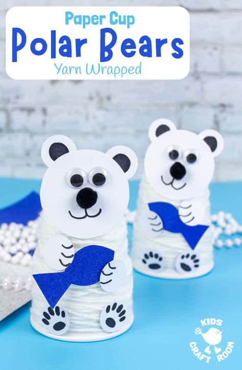 Polar Bear Crafts, Arctic Animals Crafts, Winter Animal Crafts, Paper Cup Crafts, Polar Bear Craft, Bear Craft, Fun Winter Crafts, Kids Craft Room, January Crafts